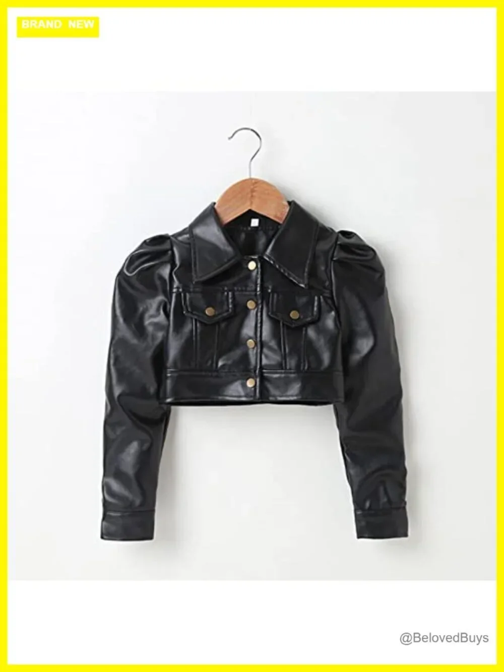 Toddler Girls PU Faux Leather Motorcycle Jacket Crop Top Outerwear